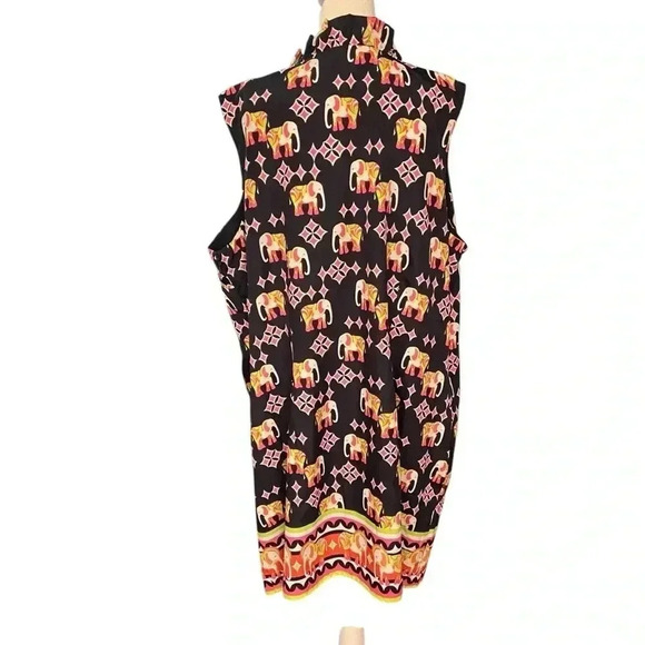 Crown & Ivy Elephant Print Sun Dress Size 20 Sleeveless Shift Summer Ruffle Navy - Picture 10 of 16